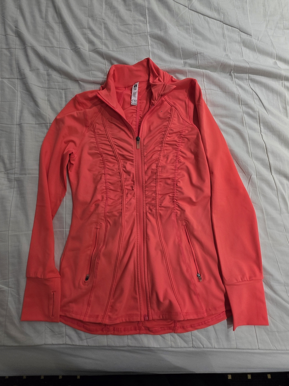 Kyodan Women Orange Coral Zip-Front Active Jacket Cardigan M New WOT